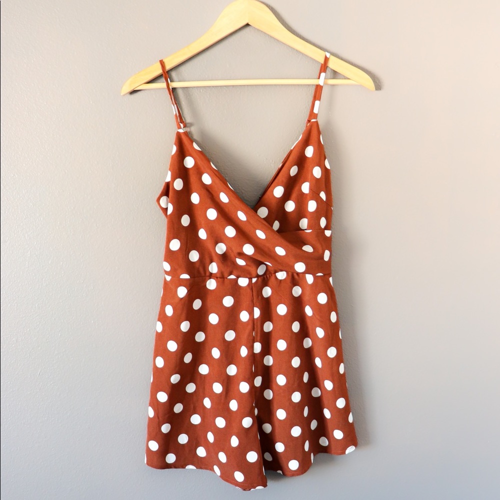 Nasty Gal Spot Playsuit Light Brown size 2
